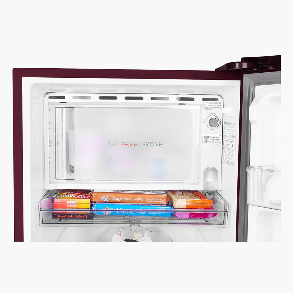 Haier 215L 5 Star Inverter Technology Direct Cool Single Door Refrigerator with Toughened Glass Shelf Base Drawer come sin stylish red opal Finish HRD-2355PRO-P